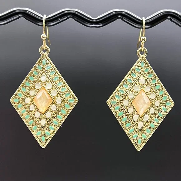 Gold Diamond Dot Earrings - Picture 4 of 6